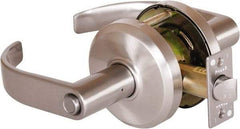 Stanley - Grade 2 Privacy Lever Lockset - 2-3/4" Back Set, Keyless Cylinder, Brass Alloy, Nickel Finish - USA Tool & Supply