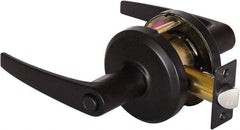 Stanley - Grade 2 Privacy Lever Lockset - 2-3/4" Back Set, Keyless Cylinder, Brass Alloy, Oil Rubbed Bronze Finish - USA Tool & Supply