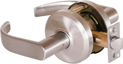 Stanley - Grade 2 Passage Lever Lockset - 2-3/4" Back Set, Keyless Cylinder, Brass Alloy, Nickel Finish - USA Tool & Supply