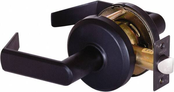 Stanley - Grade 2 Passage Lever Lockset - 2-3/4" Back Set, Keyless Cylinder, Brass Alloy, Oil Rubbed Bronze Finish - USA Tool & Supply