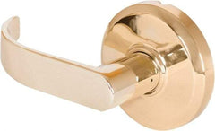 Stanley - Grade 2 Dummy Lever Lockset - 2-3/4" Back Set, Keyless Cylinder, Brass Alloy, Bright Brass Finish - USA Tool & Supply