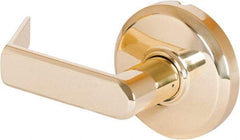 Stanley - Grade 2 Dummy Lever Lockset - 2-3/4" Back Set, Keyless Cylinder, Brass Alloy, Bright Brass Finish - USA Tool & Supply