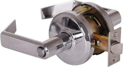 Stanley - Grade 2 Privacy Lever Lockset - 2-3/4" Back Set, Keyless Cylinder, Brass Alloy, Bright Chrome Finish - USA Tool & Supply