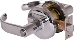 Stanley - Grade 2 Privacy Lever Lockset - 2-3/4" Back Set, Keyless Cylinder, Brass Alloy, Bright Chrome Finish - USA Tool & Supply