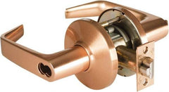 Best - Grade 1 Entrance Lever Lockset - 2-3/4" Back Set, Key In Lever Cylinder, Brass Alloy, Satin Bronze Finish - USA Tool & Supply