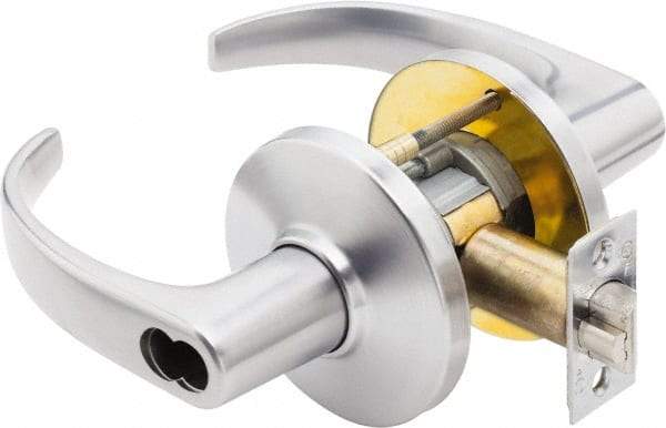 Best - Grade 1 Entrance Lever Lockset - 2-3/4" Back Set, Key In Lever Cylinder, Brass Alloy, Satin Chrome Finish - USA Tool & Supply