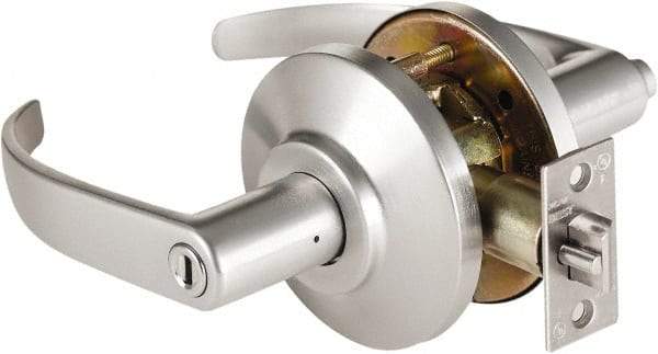 Best - Grade 2 Passage Lever Lockset - 2-3/4" Back Set, Keyless Cylinder, Brass Alloy, Satin Chrome Finish - USA Tool & Supply