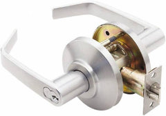 Best - Grade 2 Entrance Lever Lockset - 2-3/4" Back Set, Key In Lever Cylinder, Brass Alloy, Satin Chrome Finish - USA Tool & Supply