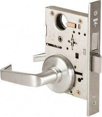 Best - Grade 1 Privacy Lever Lockset - 2-3/4" Back Set, Keyless Cylinder, Brass Alloy, Satin Chrome Finish - USA Tool & Supply