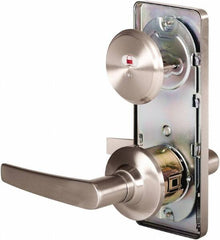 Stanley - Grade 2 Passage Lever Lockset - 2-3/4" Back Set, Keyless Cylinder, Brass Alloy, Nickel Finish - USA Tool & Supply