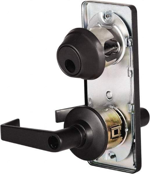 Stanley - Grade 2 Entry Lever Lockset - 2-3/4" Back Set, Key In Lever Cylinder, Brass Alloy, Oil Rubbed Bronze Finish - USA Tool & Supply