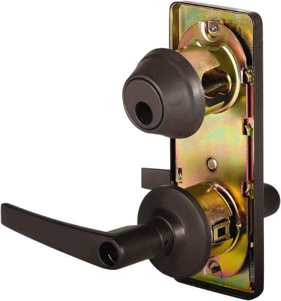 Stanley - Grade 2 Entry Lever Lockset - 2-3/4" Back Set, Key In Lever Cylinder, Brass Alloy, Oil Rubbed Bronze Finish - USA Tool & Supply