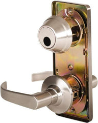 Stanley - Grade 2 Passage Lever Lockset - 2-3/4" Back Set, Keyless Cylinder, Brass Alloy, Nickel Finish - USA Tool & Supply