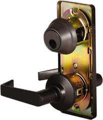 Stanley - Grade 2 Passage Lever Lockset - 2-3/4" Back Set, Keyless Cylinder, Brass Alloy, Oil Rubbed Bronze Finish - USA Tool & Supply