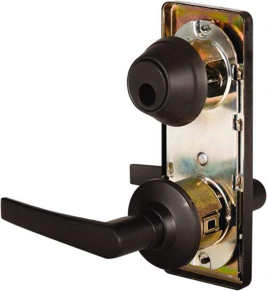 Stanley - Grade 2 Passage Lever Lockset - 2-3/4" Back Set, Keyless Cylinder, Brass Alloy, Oil Rubbed Bronze Finish - USA Tool & Supply