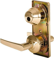 Stanley - Grade 2 Passage Lever Lockset - 2-3/4" Back Set, Keyless Cylinder, Brass Alloy, Bright Brass Finish - USA Tool & Supply