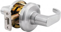 Stanley - Grade 1 Passage Lever Lockset - 2-3/4" Back Set, Keyless Cylinder, Brass Alloy, Satin Chrome Finish - USA Tool & Supply