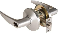 Best - Grade 1 Dormitory Lever Lockset - 2-3/4" Back Set, Keyless Cylinder, Brass Alloy, Satin Chrome Finish - USA Tool & Supply