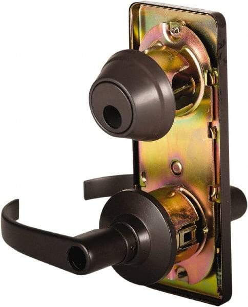 Stanley - Grade 2 Entry Lever Lockset - 2-3/4" Back Set, Key In Lever Cylinder, Brass Alloy, Oil Rubbed Bronze Finish - USA Tool & Supply