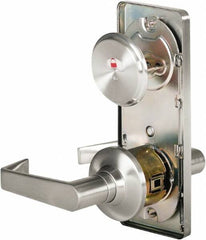 Stanley - Grade 2 Passage Lever Lockset - 2-3/4" Back Set, Keyless Cylinder, Brass Alloy, Satin Chrome Finish - USA Tool & Supply