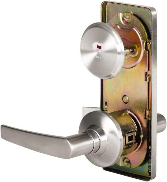 Stanley - Grade 2 Passage Lever Lockset - 2-3/4" Back Set, Keyless Cylinder, Brass Alloy, Satin Chrome Finish - USA Tool & Supply