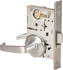 Best - Grade 1 Storeroom Lever Lockset - 2-3/4" Back Set, Keyless Cylinder, Brass Alloy, Satin Chrome Finish - USA Tool & Supply