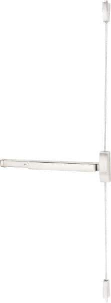 Precision - 48" OAL Right Hand Reverse Unrated Flatbar - 32 to 48" Door Width, Satin Stainless Steel Finish, Grade 1, 2100 Series - USA Tool & Supply