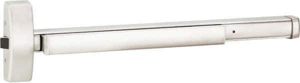 Precision - 48" OAL Right Hand Reverse Unrated Flatbar - 32 to 48" Door Width, Satin Stainless Steel Finish, Grade 1, 2100 Series - USA Tool & Supply