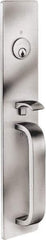 Precision - 15" OAL Reversible Unrated Flatbar - 32 to 36" Door Width, Satin Stainless Steel Finish, Grade 1, 2100 Series - USA Tool & Supply