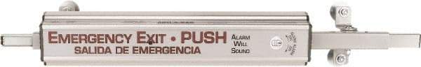 Precision - 48" OAL Reversible Unrated Flatbar - 36 to 48" Door Width, Painted Aluminum Finish, Grade 1, Arm-A-Door - USA Tool & Supply