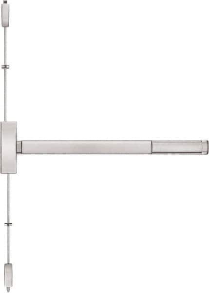 Precision - 36" OAL Right Hand Reverse Fire Rated Flatbar - 32 to 36" Door Width, Satin Stainless Steel Finish, Grade 1, Apex Series - USA Tool & Supply