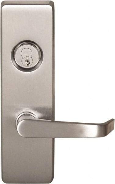 Precision - 10" OAL Reversible Unrated Flatbar - 32 to 36" Door Width, Satin Stainless Steel Finish, Grade 1, 2100 Series - USA Tool & Supply