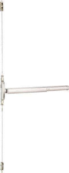 Precision - 36" OAL Reversible Unrated Flatbar - 32 to 36" Door Width, Satin Stainless Steel Finish, Grade 1, 2100 Series - USA Tool & Supply