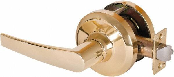 Stanley - Grade 1 Communicating Lever Lockset - 2-3/4" Back Set, Key In Lever Cylinder, Brass Alloy, Bright Brass Finish - USA Tool & Supply