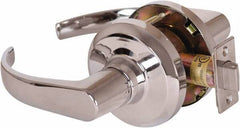 Stanley - Grade 1 Passage Lever Lockset - 2-3/4" Back Set, Keyless Cylinder, Brass Alloy, Bright Chrome Finish - USA Tool & Supply