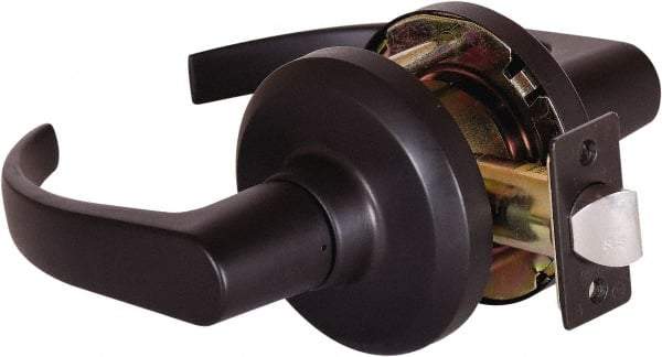 Stanley - Grade 1 Passage Lever Lockset - 2-3/4" Back Set, Keyless Cylinder, Brass Alloy, Oil Rubbed Bronze Finish - USA Tool & Supply