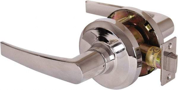 Stanley - Grade 1 Passage Lever Lockset - 2-3/4" Back Set, Keyless Cylinder, Brass Alloy, Bright Chrome Finish - USA Tool & Supply