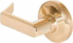 Stanley - Grade 1 Dummy Lever Lockset - 2-3/4" Back Set, Keyless Cylinder, Brass Alloy, Bright Brass Finish - USA Tool & Supply