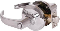 Stanley - Grade 1 Entrance Lever Lockset - 2-3/4" Back Set, Key In Lever Cylinder, Brass Alloy, Bright Chrome Finish - USA Tool & Supply