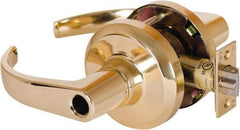 Stanley - Grade 1 Entrance Lever Lockset - 2-3/4" Back Set, Key In Lever Cylinder, Brass Alloy, Bright Brass Finish - USA Tool & Supply