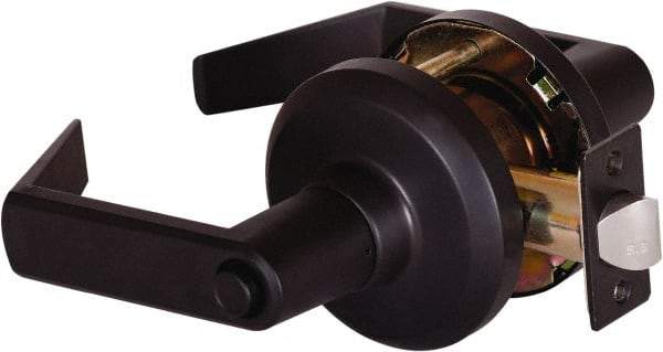 Stanley - Grade 1 Privacy Lever Lockset - 2-3/4" Back Set, Keyless Cylinder, Brass Alloy, Oil Rubbed Bronze Finish - USA Tool & Supply