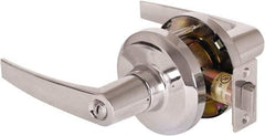 Stanley - Grade 1 Privacy Lever Lockset - 2-3/4" Back Set, Keyless Cylinder, Brass Alloy, Bright Chrome Finish - USA Tool & Supply