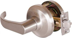 Stanley - Grade 1 Communicating Lever Lockset - 2-3/4" Back Set, Key In Lever Cylinder, Brass Alloy, Satin Nickel Finish - USA Tool & Supply