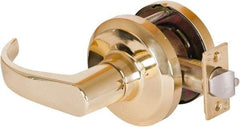 Stanley - Grade 1 Communicating Lever Lockset - 2-3/4" Back Set, Key In Lever Cylinder, Brass Alloy, Bright Brass Finish - USA Tool & Supply