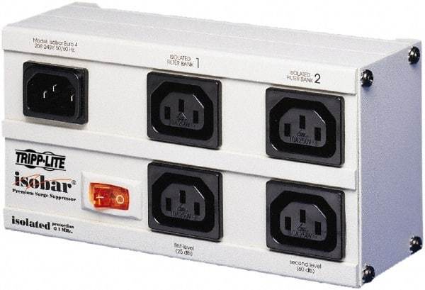 Tripp-Lite - 4 Outlets, 120 VAC10 Amps, 6.56' Cord, Power Outlet Strip - Floor, Keyhole Mount, 5-15 NEMA Configuration, 3-1/2" Strip - USA Tool & Supply