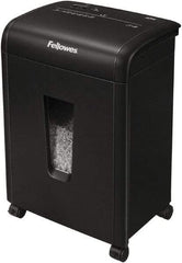 FELLOWES - 7/64 x 25/64" Strip, 10 Sheet Cross Cut Micro Cut Shredder - 13-3/4" Long x 18-3/4" Wide x 10.43" High, Level 4 Security, 5 Gal Wastebasket - USA Tool & Supply