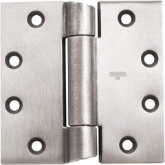 Stanley - 4-1/2" Long x 4-1/2" Wide 304 Stainless Steel Full Mortise Hinge - Prime Coat Gray Finish, 3 Knuckles, 8 Holes - USA Tool & Supply
