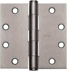 Stanley - 4" Long x 4" Wide Carbon Alloy Steel Full Mortise Hinge - Prime Coat Gray Finish, 5 Knuckles, 8 Holes - USA Tool & Supply