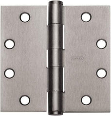 Stanley - 4-1/2" Long x 4" Wide Carbon Alloy Steel Full Mortise Hinge - Bright Brass Plated Finish, 5 Knuckles, 8 Holes - USA Tool & Supply