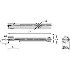 Kennametal - 20mm Min Bore Diam, 150mm OAL, 5/8" Shank Diam, A-EVE Indexable Boring Bar - 1-1/4" Max Bore Depth, EG0200M02P02 Insert - USA Tool & Supply